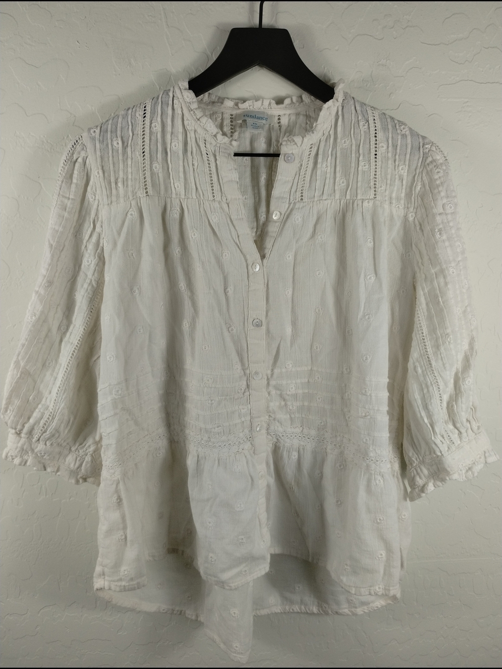 Sundance Embroidered White Peasant Blouse
